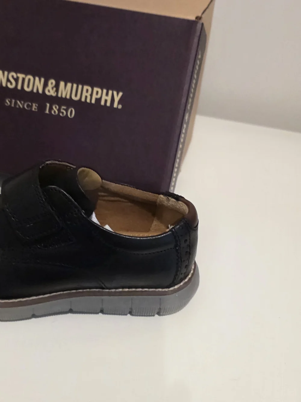 LJohnston & Murphy Boy's Black Leather Slip-On Loafers